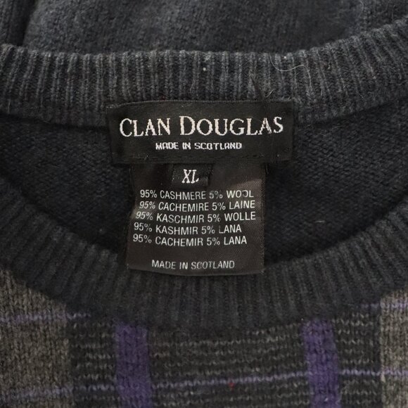 Clan Douglas Cashmere+Wool XL Scotland Plaid Tartan Knit Pullover Crew Sweater - Picture 10 of 11